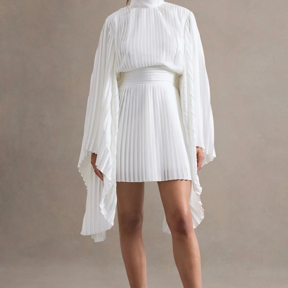 Club L London White Pleated Mini Dress